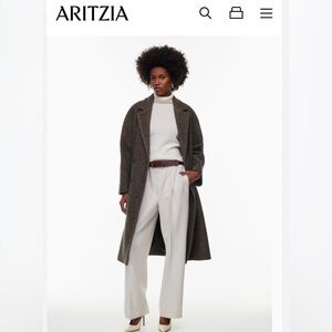 Aritzia Babaton Slouch Coat Brown Herringbone Size Small